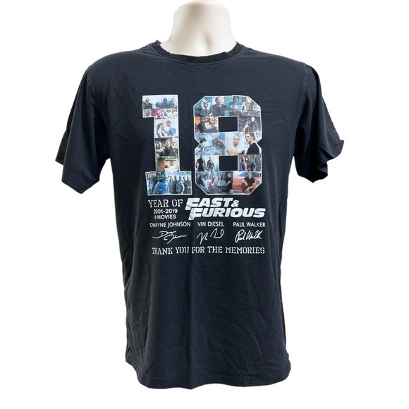 Merchize Men's Black Classic T-Shirt "18 Fast & Furious" Size M - Picture 1 of 7